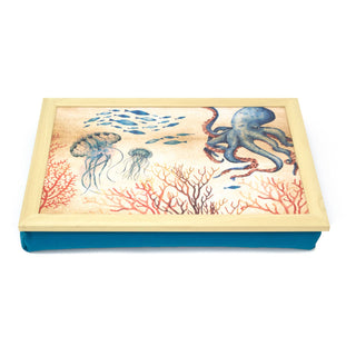 Octopus Ocean Lap Tray With Cushion | Nautical Bean Bag Tray for Eating 43x32cm