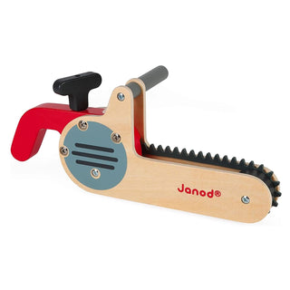 Janod Brico Kids Wooden Toy Chainsaw Tool with Rotating Silicone Blade | Age 3-8