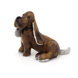 Roscoe Basset Hound Doorstop | Faux Leather Dog Shaped Animal Door Stop - 32cm