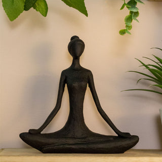 Sitting Yoga Lady Statue | Yoga Pose Figurine Abstract Sculpture - 18cm