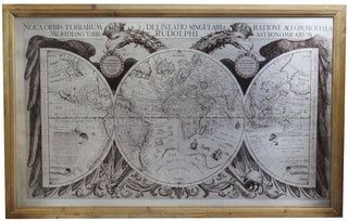 Wooden Frame 17th Century Vintage Antique Ancient World Map Wall Art Picture 100 x 64