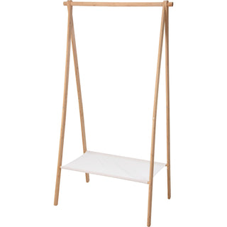 Bamboo Clothes Rail with Shelf | Free Standing Wooden Clothes Rack - 155cm