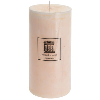 Ivory Cream Marble Effect Church Pillar Candle 18cm x 9cm