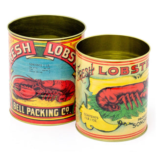 Set of 2 Retro Style Vintage Lobster Storage Tins | Decorative Tinned Fish Cans