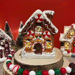 Gingerbread LED Christmas House | Christmas Village Festive Light-up House 10cm