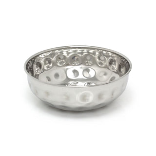 Stainless Steel Kitchen Fruit Bowl Silver Display Bowl with Hammered Detail 22cm