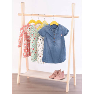 Kids Clothes Rail with Shelf | Children's Free Standing Wooden Clothes Rack 100cm