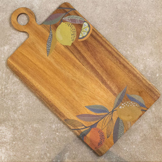 Citrus Zest Wooden Serving Board Acacia Wood Orange & Lemon Grazing Platter 45cm