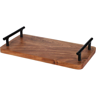 Acacia Wood Serving Tray with Handles | Rectangle Wooden Serving Platter - 30cm