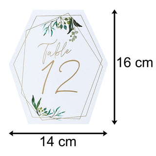 1 - 12 Botanical Table Number Sign Cards | Pack Of 12 Gold Wedding Table Numbers | Wedding Table Decoration