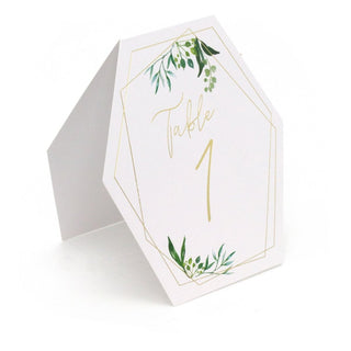 1 - 12 Botanical Table Number Sign Cards | Pack Of 12 Gold Wedding Table Numbers | Wedding Table Decoration