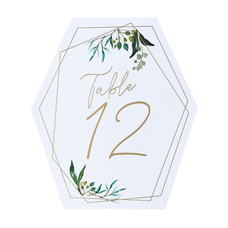 1 - 12 Botanical Table Number Sign Cards | Pack Of 12 Gold Wedding Table Numbers | Wedding Table Decoration