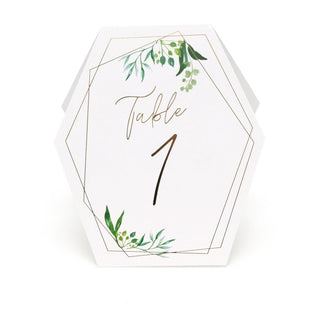 1 - 12 Botanical Table Number Sign Cards | Pack Of 12 Gold Wedding Table Numbers | Wedding Table Decoration