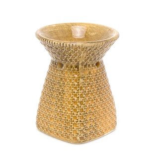 10cm Rattan Design Essential Oil Fragrance Burner | Ceramic Oil Burner Tealight Candle Holder | Aromatherapy Lamp - Design Varies One Supplied