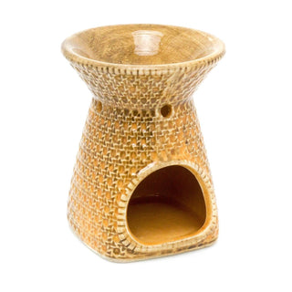 10cm Rattan Design Essential Oil Fragrance Burner | Ceramic Oil Burner Tealight Candle Holder | Aromatherapy Lamp - Design Varies One Supplied