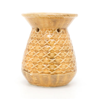 10cm Rattan Design Essential Oil Fragrance Burner | Ceramic Oil Burner Tealight Candle Holder | Aromatherapy Lamp - Design Varies One Supplied