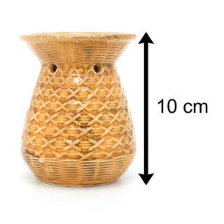 10cm Rattan Design Essential Oil Fragrance Burner | Ceramic Oil Burner Tealight Candle Holder | Aromatherapy Lamp - Design Varies One Supplied