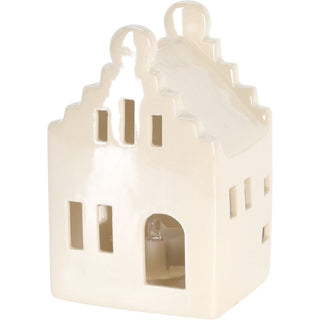 10cm White Ceramic LED Christmas House | Light - Up Ornament | Design Varies