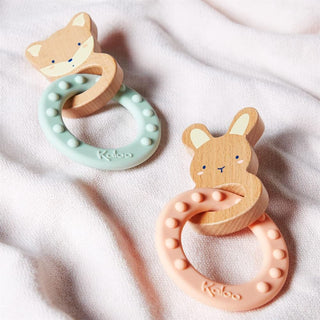 Kaloo My Fox Silicone Teething Ring Green | Gentle Gum Soother Chew Toy for Baby
