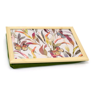 Floral Butterfly Lap Tray With Cushion | Large Bean Bag Lap Tray - 43x32cm