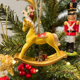 Rocking Horse Bauble | Resin Decoration Christmas Tree Hanging Ornament - 6.5cm