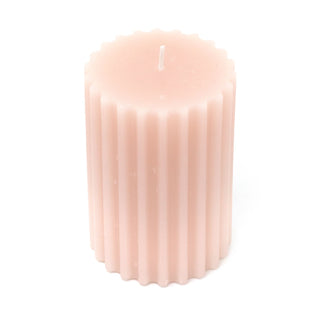 Pink Ribbed Pillar Candle | Church Pillar Candle Votive Lantern Candle - 10cm