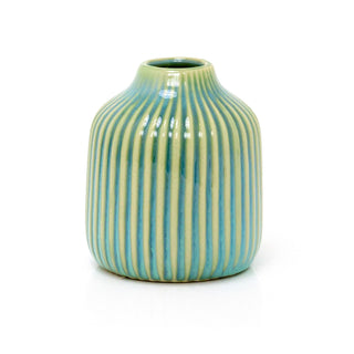 Aqua Blue Ceramic Stem Vase | Small Decorative Stoneware Vase for Flowers - 10cm