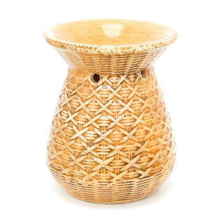 14cm Rattan Design Essential Oil Fragrance Burner | Ceramic Oil Burner Tealight Candle Holder | Aromatherapy Lamp - Design Varies One Supplied