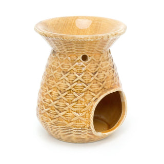 14cm Rattan Design Essential Oil Fragrance Burner | Ceramic Oil Burner Tealight Candle Holder | Aromatherapy Lamp - Design Varies One Supplied