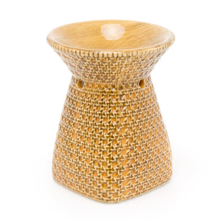 14cm Rattan Design Essential Oil Fragrance Burner | Ceramic Oil Burner Tealight Candle Holder | Aromatherapy Lamp - Design Varies One Supplied