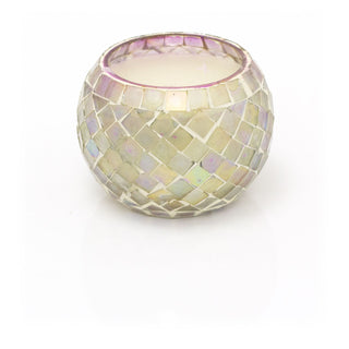 Scented Candle In Mosaic Glass Holder | Boho Fragrance Candle And Holder | Decorative Moroccan Candle Pots - Colour Varies One Supplied