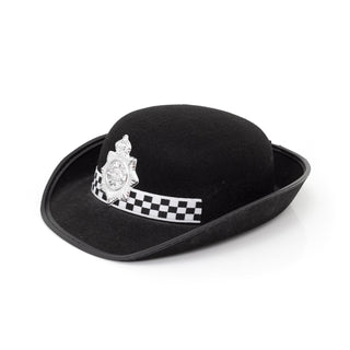 Adult Police Woman Hat | Fancy Dress WPC Police Hat With Checked Band And Badge