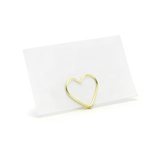 10 Piece Gold Wire Heart Place Card Holders | Wedding Table Card Holder Table Number Holders | Metal Name Card Stands