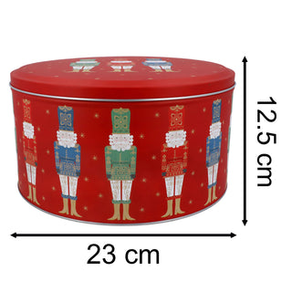 Nutcracker Christmas Cake Tin | Festive Round Kitchen Storage Tin - 23x12cm