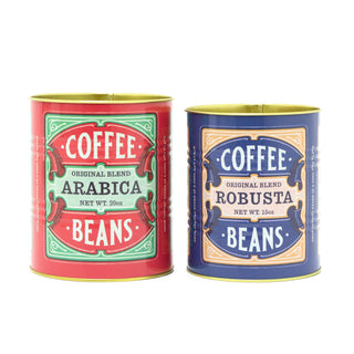 Set Of 2 Replica Vintage Coffee Beans Cans | Retro Metal Display Tins - Coffee