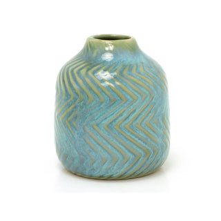 Aqua Blue Ceramic Stem Vase | Small Decorative Stoneware Vase for Flowers - 10cm