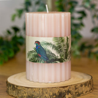 Pink Ribbed Pillar Candle | Church Pillar Candle Votive Lantern Candle - 10cm