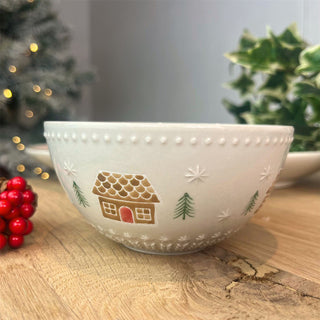 Gingerbread House Stoneware Bowl | Festive Christmas Snack Nibbles Bowl - 12cm