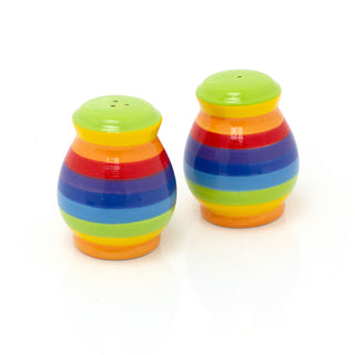 Hand Painted Rainbow Stripe Ceramic Salt & Pepper Set | Salt And Pepper Pots Salt And Pepper Shakers | Stripped Cruet Set Salt And Pepper