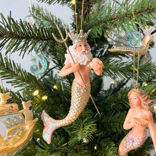 Neptune Christmas Bauble | Under the Sea Merman Christmas Tree Ornament - 14cm