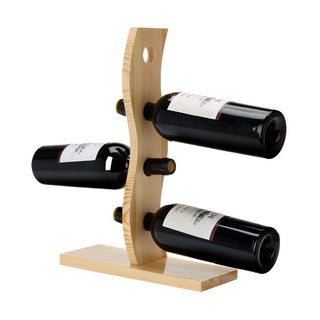 4 Bottle Pinewood Wine Rack | Wooden Free Standing Wine Storage Holder - 40cm
