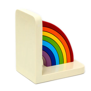 Pair Of Childrens Rainbow Bookends | Decorative Wooden Rainbow Bookends For Kids