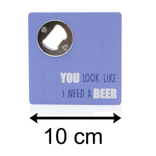 2 In 1 Beer Bottle Opener Coaster Dad Coaster | Wooden Bottle Opener Beer Mat | Novelty Coaster Bottle Top Opener - Design Varies One Supplied