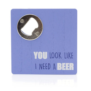 2 In 1 Beer Bottle Opener Coaster Dad Coaster | Wooden Bottle Opener Beer Mat | Novelty Coaster Bottle Top Opener - Design Varies One Supplied