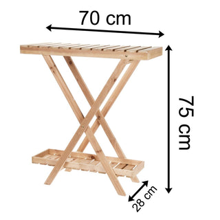 2 Tier Wooden Garden Flower Pot Stand | 2 Shelf Plant Pot Folding Display Stand | Outdoor Planter Display Shelves