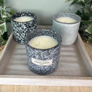 2 - Wick Scented Candle in Grey Ceramic Jar | Ivory Wax Aromatherapy Candle - 9cm