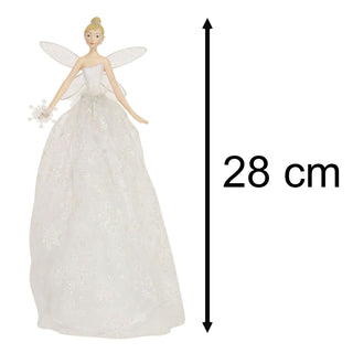 White Angel Christmas Tree Topper | Iridescent Fairy Angel Tree Ornament - 28cm