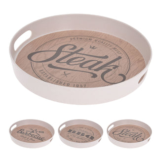 30cm BBQ Melamine Serving Tray | Round Barbecue Tray Drinks Tray | Retro Style BBQ Snack Tray - Design Varies One Supplied