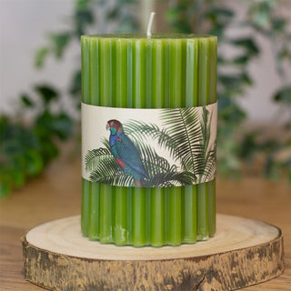 Green Ribbed Pillar Candle | Church Pillar Candle Votive Lantern Candle - 10cm