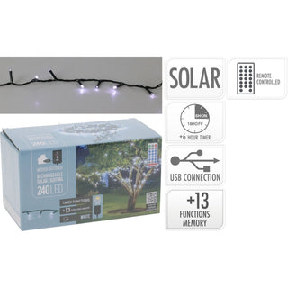 240 Cool White LED Outdoor Solar Fairy Lights with 13 Modes, Timer & Remote Control